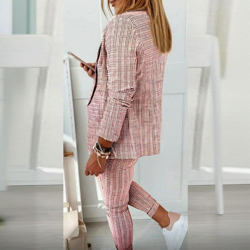 Plaid Two-Piece Suit Set