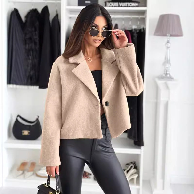 Solid Color Wool Blazer