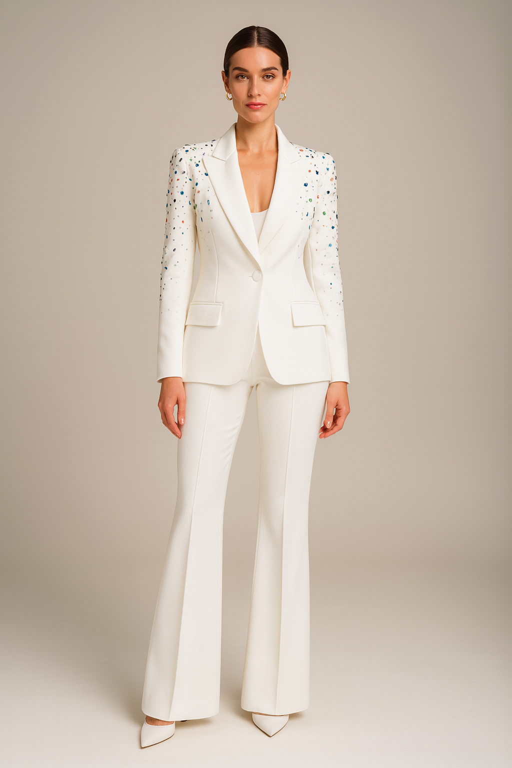 Silver Crane Crystal Suit Set